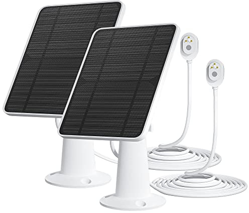 Solarmodul-Ladegerät, kompatibel mit Arlo Ultra/Ultra 2/Pro 3/Pro 4/Pro 3 Flutlicht-Sicherheitskamera, 5V/4 W Solarzellen, Ladegerät IP65, mit 3m Magnet Ladekabel, verstellbare Halterung (2 PACK)