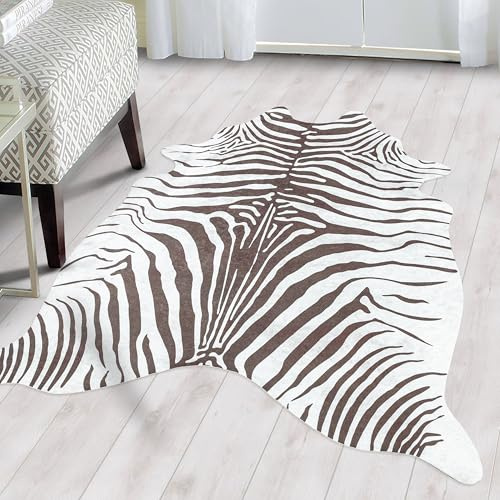 SIMPEX Tigerfell Teppich, Braun, 150 x 200 cm, Kunstfell