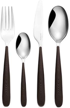 Guzzini - JUST Ménagère 24 pieces, en acier inoxydable - marron expresso - 122900250, Esprsso