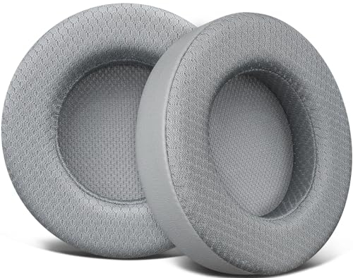 SOULWIT Cuscinetti Auricolari in Tessuto a Rete Ricambio per Corsair Virtuoso RGB Wireless XT SE, Padiglioni Cuffie con Schiuma di Isolamento Acustico ad alta Densità, Spessore Aggiunto - Grigio
