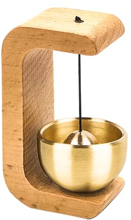Campanello decorativo dorato per l'apertura della porta, campanello magnetico in legno con campana in ottone, ideale per ingresso, parete, negozio, armadio, frigorifero e negozio decorazione