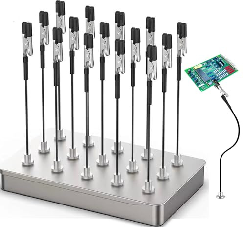 Dritte Hand Löten, 12 x Löthilfe mit Krokodilklemmen und Eisenbox Basis, Flexibler Löthilfe mit Krokodilklemmen und Modellbau Farben Standfuß, Ideal für Löthilfe, Platinenhalter und Modellbau Zubehör