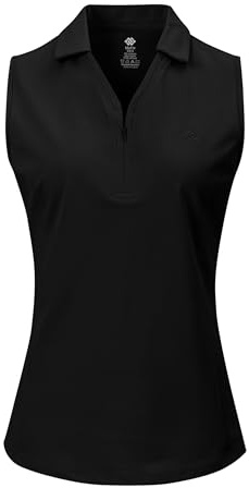 AjezMax Polo de Golf pour Femme sans Manches Tennis Sport T-Shirt avec Zip