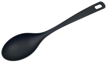 Fackelmann Cucchiaio per servire antiaderente in Nylon alto spessore, max 200°C, lavabile in lavastoviglie, dim 31 x 6,2 cm, Linea Nero