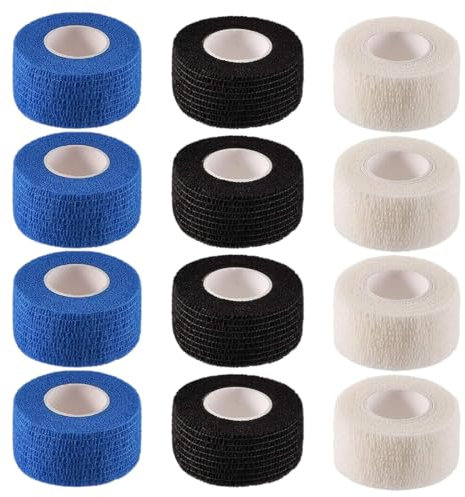 AEIOPRS 12 pcs Benda Elastica Coesiva Garza Autoadesiva Bende Nastro Benda Elastica per Fasciatura 3 colori