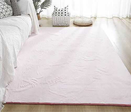 Guetto Hochflor Teppich Wohnzimmer Kunstfell Super Softes Kaninchenfell Imitat, Luxus Super Soft Fellteppich Plush,Pink a,60x120 cm