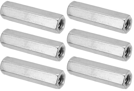 PATIKIL M8 x 1.25-Pitch 304 Stainless Steel Hex Coupling Nuts, 6Pcs 60mm/ 2.4 Length Coarse Fully Threaded Rod Coupling Nut Studding Connector Fasteners, Silver Tone