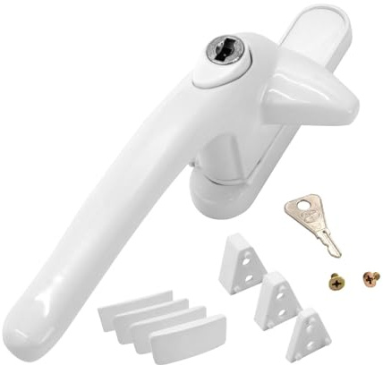 Universal Cockspur Key-Locking Window Handle Kit - Left, White/White