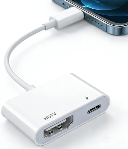 Lightning auf HDTV Adapter [Apple MFi Zertifiziert], 1080P Digital AV Adapter für iPhone & iPad, Synchronisationsbildschirm zu TV/Monitor/Projektor