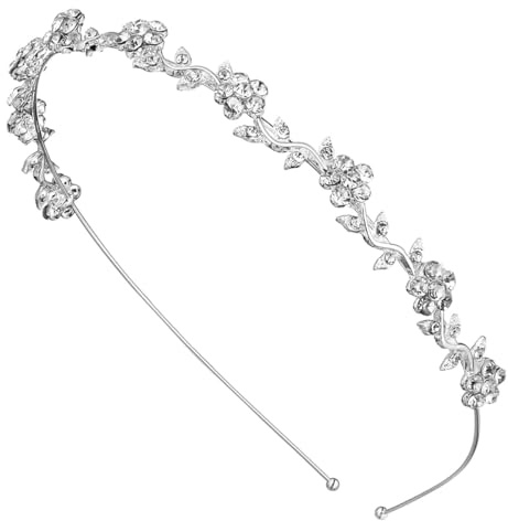 Diademe Femme, Couronne Princesse, Coiffes pour Femmes, Diademe, Bandeaux pour Cheveux, Femmes, Filles, Pour Mariées, Performances Scéniques, Fêtes, Strass, Fleurs, Argent.
