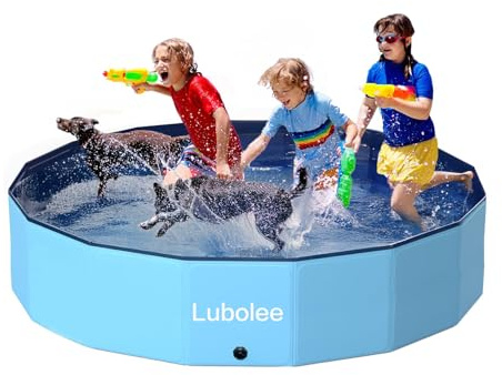 Lubolee Piscina Perros Grandes - Bañera Piscina para Perros y Piscinas Desmontables con Superficie Antideslizante (160x30cm) | Piscina Plegable Perros pequeños de PVC Espesado