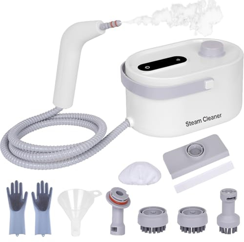 Foandbevi 9 in 1 Multi-Function Handheld Steam Cleaner for Home, Portable Steamer for Cleaning, 1200W High Pressure Steam Cleaner for Car/Kitchen/Upholstery/Tile/Grout/Camping & All (White)