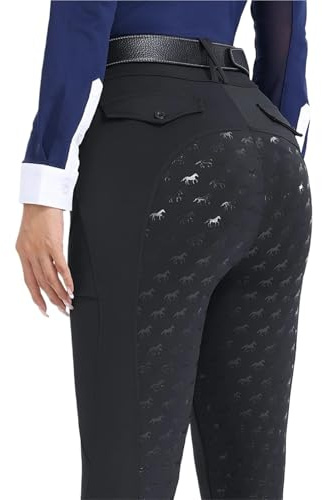 VFIDPSU Pantalones de equitación Pantalones De Equitación De Silicona con Asiento Completo, Mallas Y Leggings For Montar A Caballo, Ropa Ecuestre For Mujer(Black,S)