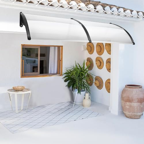 Toldo exterior para ventana de puerta de 90 x 200 cm, cubierta de protección contra la lluvia para ventana, toldo para puerta de casa, toldo transparente para exteriores, balcón, puerta delantera