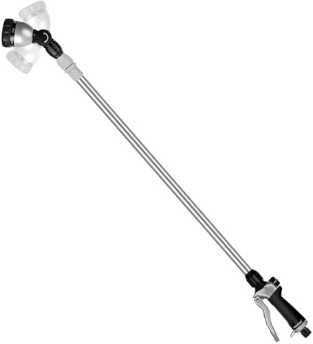 RESTMO Watering Wand Watering Lance for Garden Hose | 91–152 cm Telescopic Metal Garden Hose Wands,180°Adjustable Ratcheting Head,7 Spray Patterns to Water Hanging Baskets, Shrubs
