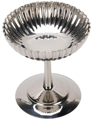 Jwthee Coppa per gelato in acciaio inossidabile, coppa per gelato con design a calice, elegante ciotola da dessert per budino, semifreddo e frutta