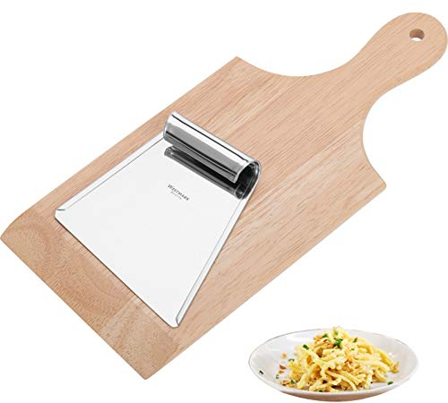 Westmark Set de tabla de madera para Spätzle + rasqueta de acero inoxidable para la preparación tradicional de spaetzle, Madera/acero inoxidable, Marrón claro/plata, 61162240