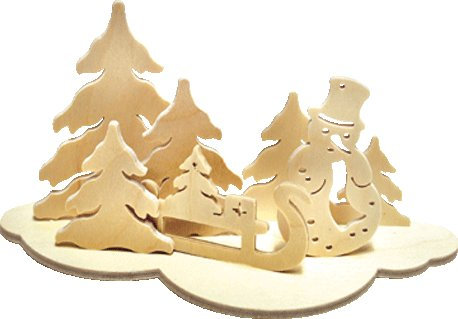alles-meine.de GmbH Holz Bastelset 3-D - Schneemann - Natur Laubsägearbeit Weihnachten Bäume - komplett ausgesägt/zum selber basteln - Echt Erzgebirge - hergestellt in Deutschl..
