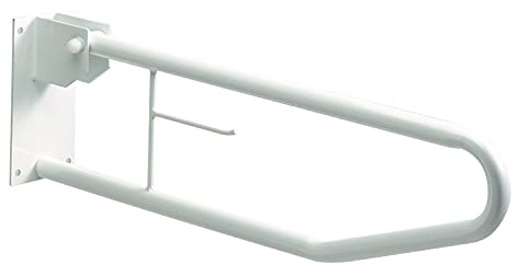 Maniglione Bagno - Invacare H330 - Corrimano per Disabili e Anziani - Maniglia di Sostegno per WC Ribaltabile - Porta Carta Igienica Integrato - Bianco