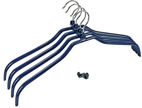 WENKO Formbügel-Set Multi 4er Set - Kleiderbügel rutschhemmend beschichtet, Bügelverbinder, verchromtes Metall, 42 x 19 x 1 cm, Silber glänzend