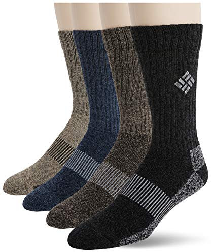 Columbia 4 Pack Moisture Control Crew Socks Calcetín Casual, Caqui/Azul Marino/Marrón/Negro, 6-12 (Pack de 4) para Hombre