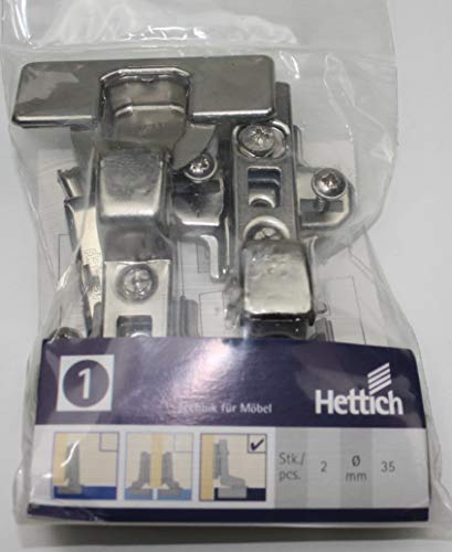 HKB Intermat Federscharnier 110°, Topf-ø 35 mm, 16 mm Kröpfung, 2 Stück | 110° Öffnungswinkel Innenliegender Anschlag, Clip-Technik, Power-Control Federkraftverstellung, Werkzeuglose Topfmontage