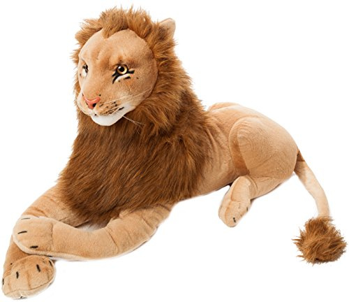 BRUBAKER Löwe Plüschtier 110 cm liegend - XL majestätisches Stofftier Kuscheltier - König der Tiere - Raubkatze Braun