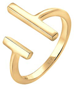 Elli Damen Ring Geo Stab Minimal Blogger Verstellbar in 925 Sterling Silber