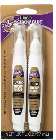 Aleene's Turbo Tacky Glue Pen for Crafts, Precision Tip Application, Stong Bond Adhesive, Dries Clear, .63 fl oz 2-Pack