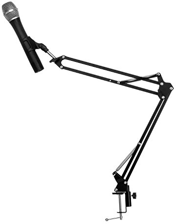 Malone ST-1.2 - Bras de microphone pour table, dispositif de fixation micro pour chant, podcast (installation rapide, supporte jusqu'à 1,5 kg, 35x35 cm) – noir