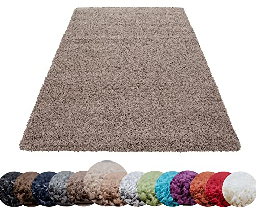 HomebyHome Alfombra Salon Peludo de Pelo Largo Beige 140x200 cm - Alfombras de Habitacion Sala de Estar Modernas Suave y Esponjoso - Alfombras Dormitorio Moqueta Cocina Rectangular