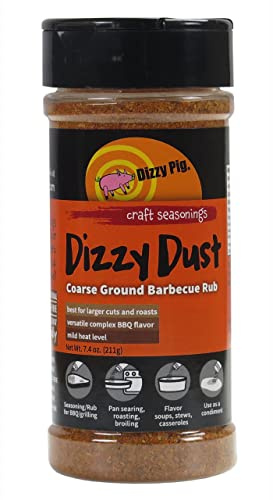Dizzy Pig Coarse Grind Dizzy Dust All-Purpose Barbecue Seasoning Rub (8oz. Shaker) - Seasons 30+lbs of Food - Hand Made in the USA - MSG Free, Gluten Free