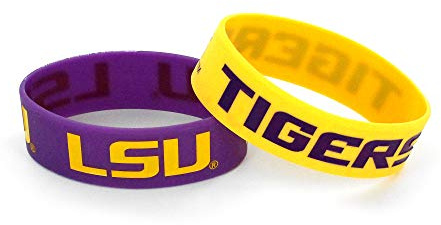 NCAA LSU Tigers Silicone Rubber Bracelet, 2-Pack