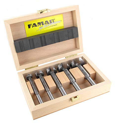 5-teiliger FAMAG SUPER-Forstnerbohrersatz Classic WS mit D=15,20,25,30,35mm im Holzkasten