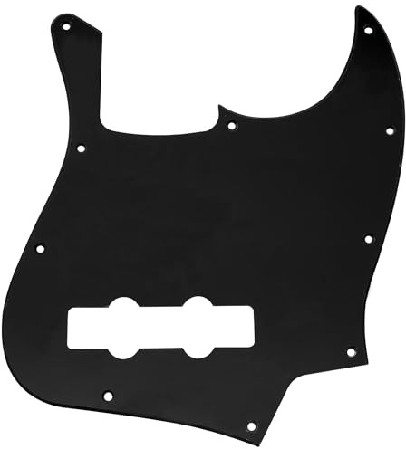 Musiclily Pro 10 Löcher J Bass Pickguard Schlagbrett 1-lagig Schwarz | für 4-Saiter Fender American/Mexican Standard Jazz Bass