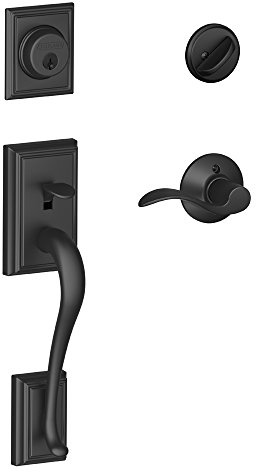 Schlage Addison Single Cylinder Handleset and Right Hand Accent Lever, Matte Black (F60 ADD 622 Acc RH)