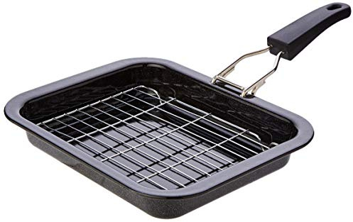 Pendeford Enamel Grill Pan and Rack, 28x22x4cm, Black