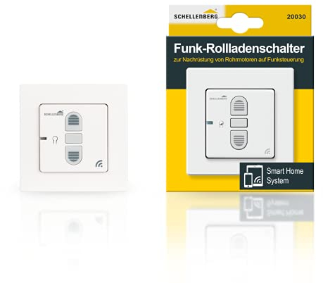Schellenberg 20030 Smart Home Funk-Rolladenschalter & Funk-Raffstoreschalter, nachrüstbar für Smarte Antriebe, Weiß