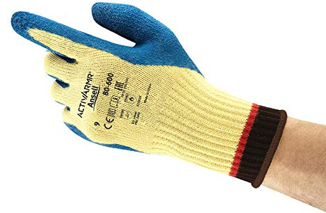 Ansell ActivArmr 80-600 Arbeitshandschuhe, Industrie- und Mechanik-Handschuh, Schnittfestigkeit und Ölbeständigkeit, Silikonfreie, Damen Herren, Blau, Größe L (12 Paar)