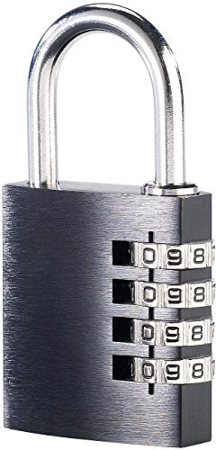 PEARL Zahlenschloss Spind: Vorhängeschloss aus Aluminium, mit 4-stelligem Zahlencode (Schloss mit Zahlencode, Schloss für Spind, Bugel)