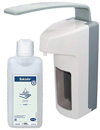Medi-Inn Wandspender Eurospender Kunststoff 500 ml langer Armhebel + Baktolin pure Waschlotion 500 ml