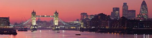 1art1 Londres Atardecer Rojo sobre El Támesis, 1 Parte Fotomural Autoadhesivo 240x60 cm