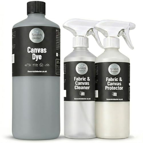 Scratch Doctor Canvas Dye Kit Restore Faded Colour on Convertible Car, Boat Roof, Awning & Soft Top (Light Grey, 500ml)
