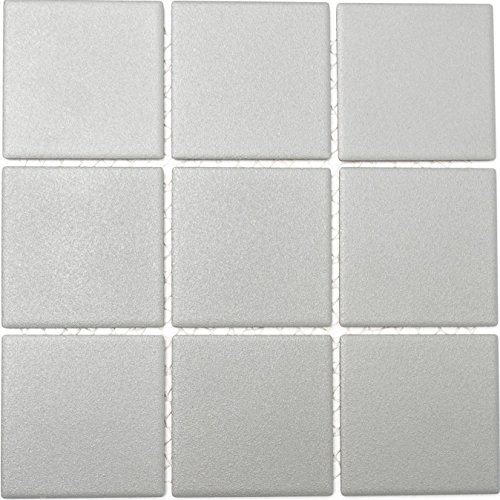 Mosaik Quadrat uni steingrau rutschhemmend R10B Keramik rutschsicher trittsicher anti slip rutschfest Duschtasse Boden Küche Bad WC, Mosaikstein Format: 97x97x6 mm, Mattengröße: 298x298 mm, 10 Matten
