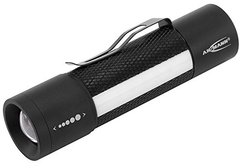 ANSMANN Future Multi-3in1 Professionelle Taschenlampe in schwarz / Handliche Outdoor Leuchte mit stufenloser Fokussierung / 180 Lumen & 3 Funktionen / Spritzwassergeschützt IP54, 12.5 x 3.3 x 3.3 cm