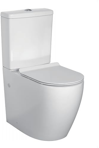 Comfort Height Toilets Closed Coupled Toilet Bathroom WC High Eldery Disabled WC Raised Height Pan Dual Flush Cistern Soft Close Seat Modern Round Elongated Back to Wall Toilet