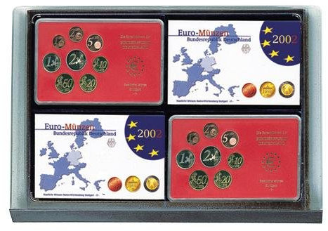 SAFE 6461 STAPELELEMENTE MÜNZBOX MÜNZEN SCHUBLADE 4 x DEUTSCHE EURO KURSMÜNZENSÄTZE IN PP EPALUX FÜR