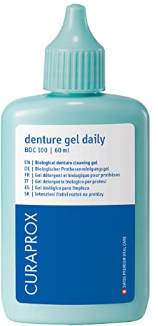 Curaprox BDC 100 Denture Cleaning Gel 60 ml – For dentures and retainers | Gentle cleaning with natural ingredients | Abrasive-free | Made in Switzerland