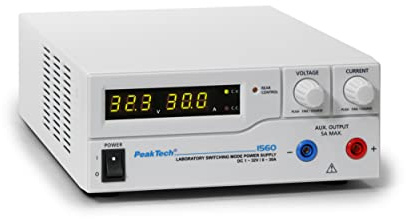 PeakTech P 1560 – Labornetzgerät DC 1-32V / 0-30A mit 3-stelliger LED-Anzeige, DC-Schaltnetzteile, Stromversorgung, 3 Voreinstellungen für Strom- & Spannungswerte, Überlastungsschutz - 200~240 V AC