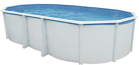 Steinbach Stahlwandpool Set Highline – 012622 – 640 x 366 x 132 cm – Ovaler Pool in Weiß für bis zu 22.300 l Wasserinhalt – Mit winterfester blauer Innenfolie und zahlreichem Zubehör